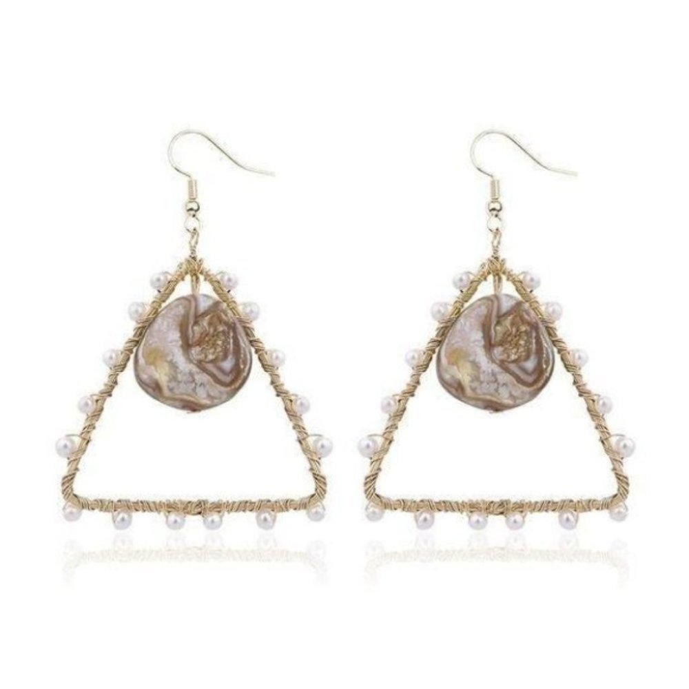 New Gold-tone shell pearl drop earrings